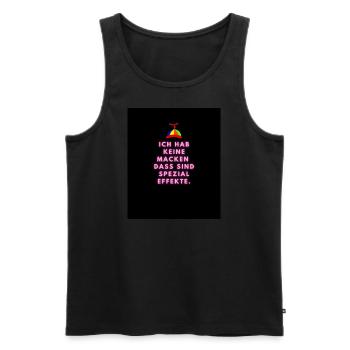 "Ich habe Keine Macken dass sind Spezial Effekte" - Männer Premium Bio Tank Top - Schwarz - Vorne - Michal (187cm)