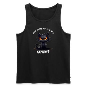 Hier gibts nix Süsses Halloween Grusel Katze - Männer Premium Bio Tank Top - Schwarz - Vorne - Michal (187cm)