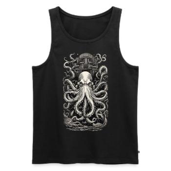 Vintage Octopus Japanese Tattoo Art Design - Débardeur bio Premium Homme - noir - Devant - AI Model Male 178 light (178cm)