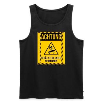 ACHTUNG Gerät steht unter Spannung Strom - Männer Premium Bio Tank Top - Schwarz - Vorne - Michal (187cm)