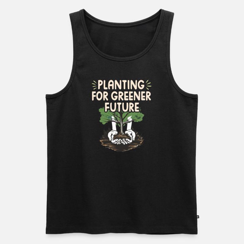 PLANTING FOR GREENER FUTURE - Männer Premium Bio Tank Top - Schwarz