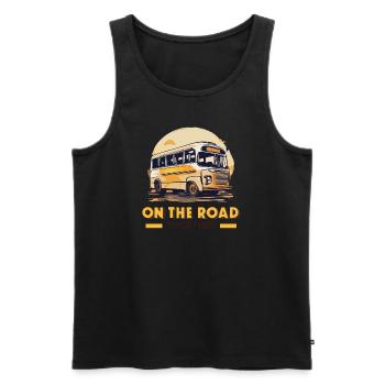 ON THE ROAD TOGETHER - Männer Premium Bio Tank Top - Schwarz - Vorne - AI Model Male 178 light (178cm)