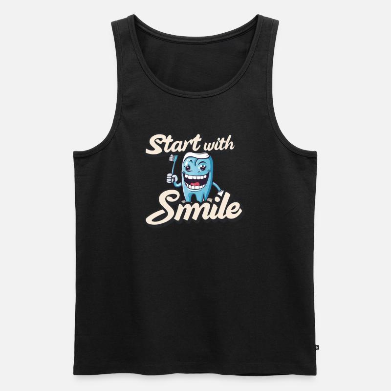 Start With Smile - Männer Premium Bio Tank Top - Schwarz