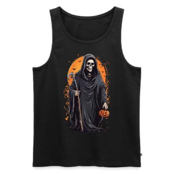 Conception de bonbons drôle Grim Reaper Halloween - Débardeur bio Premium Homme - noir - Devant - AI Model Male 178 light (178cm)
