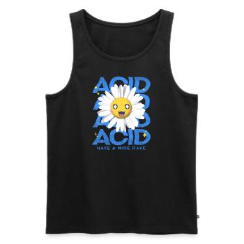 Acid House Fleur Techno EDM Party Festival DJ - Débardeur bio Premium Homme - noir - Devant - AI Model Male 178 light (178cm)