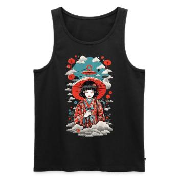 Japan Yokai Umbrella Vintage Demon Art Style - Men's Premium Organic Tank Top - black - Front - Michal (187cm)