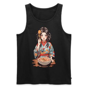 Ramen Anime Girl Aesthetics Manga Art Design - Men's Premium Organic Tank Top - black - Front - Michal (187cm)