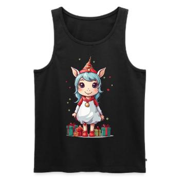 Weihnachtliches Pony Zauber mit Einhorn Elfen - Männer Premium Bio Tank Top - Schwarz - Vorne - Michal (187cm)