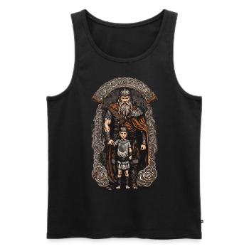 Father with Son Norse Viking Warrior - Men's Premium Organic Tank Top - black - Front - Michal (187cm)