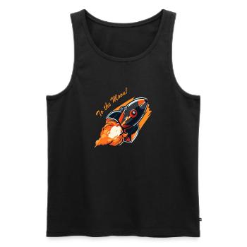 Fusée - Vers la Lune ! - Débardeur bio Premium Homme - noir - Devant - Michal (187cm)