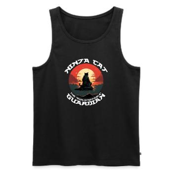 Ninja Black Cat in Front of Red sun - Männer Premium Bio Tank Top - Schwarz - Vorne - AI Model Male 178 light (178cm)