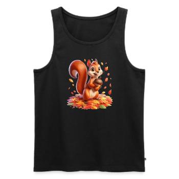 Eichhörnchen im Herbst - Männer Premium Bio Tank Top - Schwarz - Vorne - Michal (187cm)