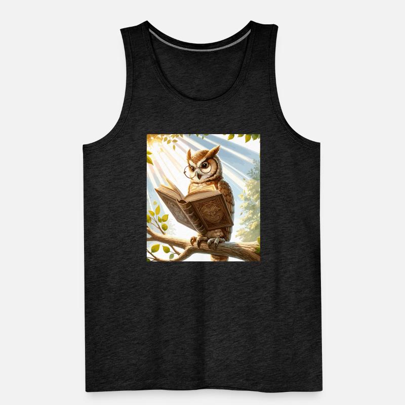 Lesende Eule Männer Premium Bio Tank Top