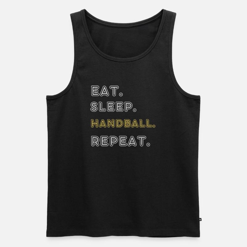 Eat. Sleep. Handball. Repeat - Männer Premium Bio Tank Top - Schwarz