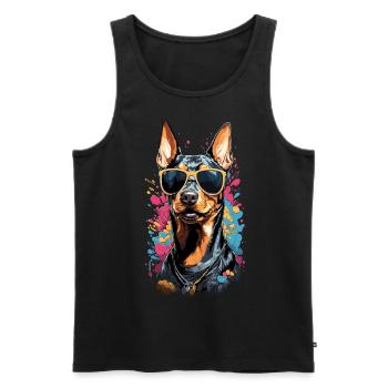 Cooler Dobermann Hund Design mit Stil - Männer Premium Bio Tank Top - Schwarz - Vorne - AI Model Male 178 light (178cm)