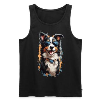 Border Collie Popart Style chien oeuvre - Débardeur bio Premium Homme - noir - Devant - Michal (187cm)