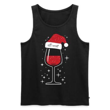 Chapeau de Noël verre à vin - Débardeur bio Premium Homme - noir - Devant - Michal (187cm)