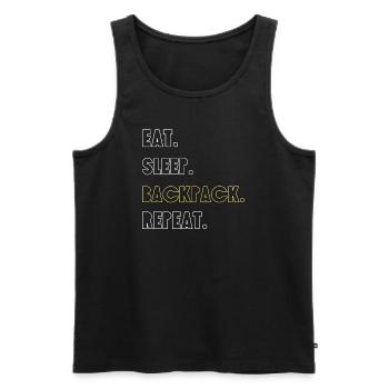 Eat. Drink. Backpack. Try again - Men's Premium Organic Tank Top - black - Front - AI Model Male 178 light (178cm)