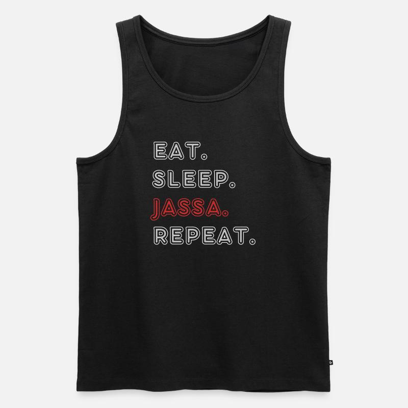 Eat. Sleep. Jassa. Repeat - Männer Premium Bio Tank Top - Schwarz