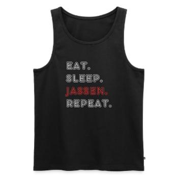 Essen. Trinken. Jassen. Wiederholen - Männer Premium Bio Tank Top - Schwarz - Vorne - AI Model Male 178 light (178cm)
