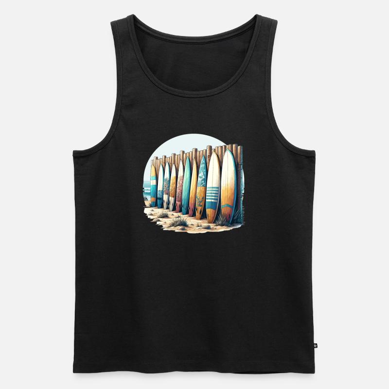 Beachside Surfboard Collection - Men's Premium Organic Tank Top - black