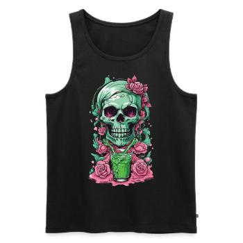 Gothic Weirdcore Rosen Skull Okkult Dia de Muertos - Männer Premium Bio Tank Top - Schwarz - Vorne - Michal (187cm)