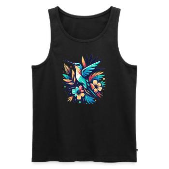 Bunter Kolibri - Männer Premium Bio Tank Top - Schwarz - Vorne - Michal (187cm)