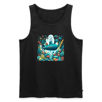 Sous-marin d’aventure coloré - Débardeur bio Premium Homme - noir - Devant - Michal (187cm)