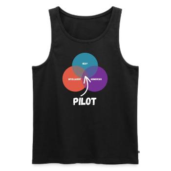 Pilot - Männer Premium Bio Tank Top - Schwarz - Vorne - Michal (187cm)