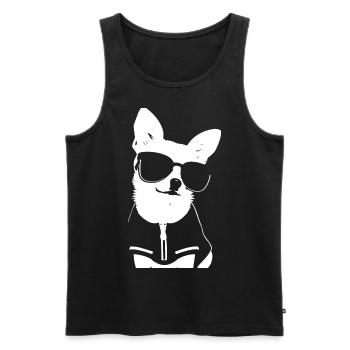 Drôle Chihuahua portant des lunettes de soleil Chihuahuas - Débardeur bio Premium Homme - noir - Devant - Michal (187cm)