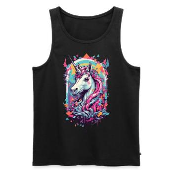Gothique Licorne Magie Pastel Occulte Streetwear - Débardeur bio Premium Homme - noir - Devant - Michal (187cm)