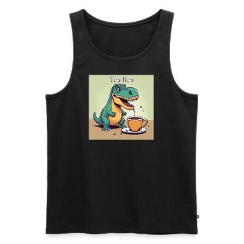 Tyrannosaurus Rex / T-Rex « Tea Rex » vert - Débardeur bio Premium Homme - noir - Devant - Michal (187cm)