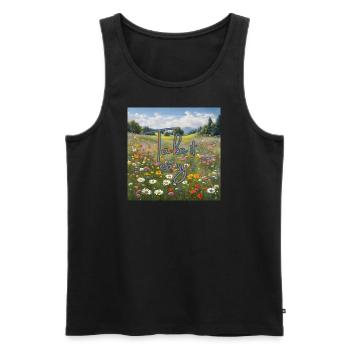 Prairie fleurie « Allez-y doucement » - Débardeur bio Premium Homme - noir - Devant - Michal (187cm)