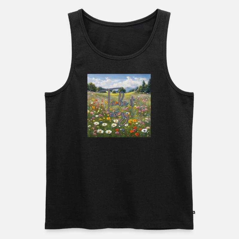 Blumenwiese "Take it easy" - Männer Premium Bio Tank Top - Schwarz
