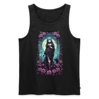 Anime Gothic Girl Magical Victorian Aesthete - Men's Premium Organic Tank Top - black - Front - AI Model Male 178 light (178cm)