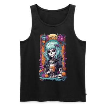 Gothic Girl Pumpkin Spice Latte Fall Design - Men's Premium Organic Tank Top - black - Front - Michal (187cm)