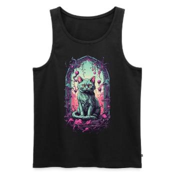 Gothic Halloween Katzen Unterwelt Monster Design - Männer Premium Bio Tank Top - Schwarz - Vorne - Michal (187cm)