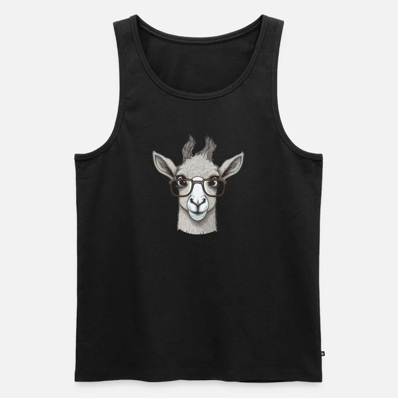 Lama mit Sonnenbrille - Männer Premium Bio Tank Top - Schwarz