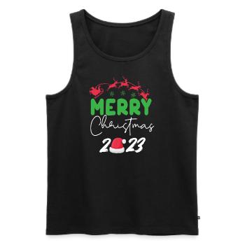 Merry Christmas 2023 - Männer Premium Bio Tank Top - Schwarz - Vorne - AI Model Male 178 light (178cm)