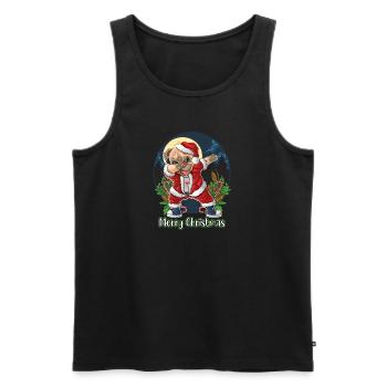 Joyeux Noël Dabbing Dog - Débardeur bio Premium Homme - noir - Devant - Michal (187cm)