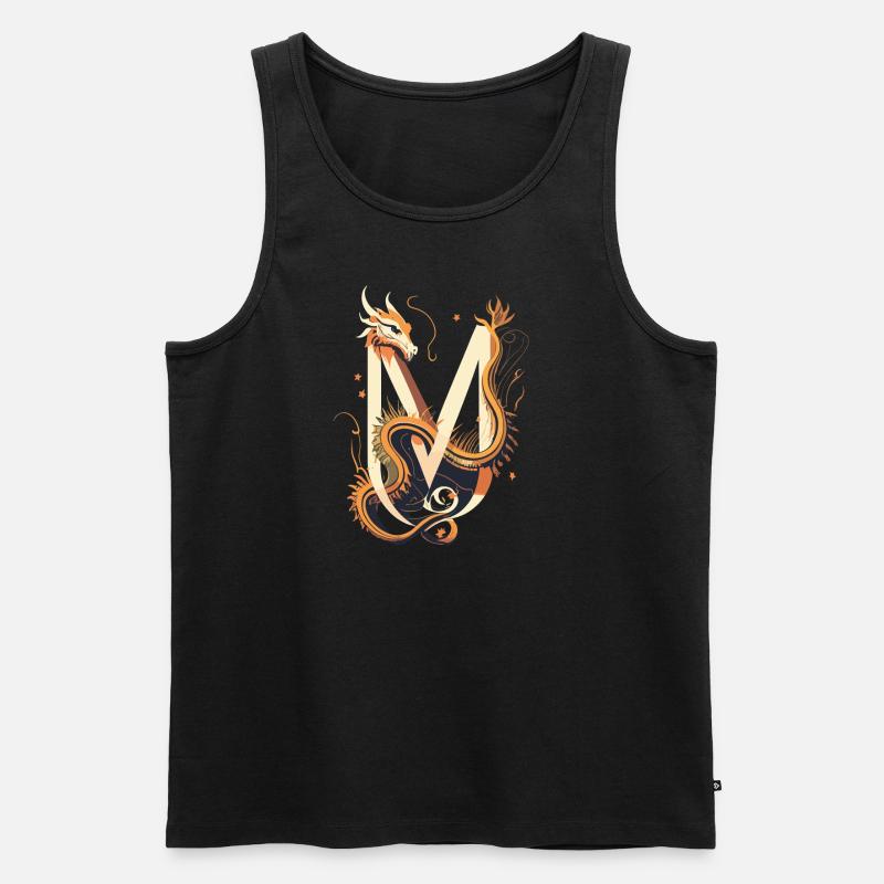 Buchstabe M mit Drache - Männer Premium Bio Tank Top - Schwarz
