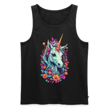Magical Unicorn in Pastel Rainbow Colors - Men's Premium Organic Tank Top - black - Front - AI Model Male 178 light (178cm)