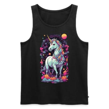Pastell Einhorn Vaporwave Retro Stil Magie Design - Männer Premium Bio Tank Top - Schwarz - Vorne - Michal (187cm)