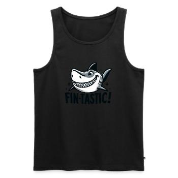 Shark with tooth grin - Men's Premium Organic Tank Top - black - Front - AI Model Male 178 light (178cm)