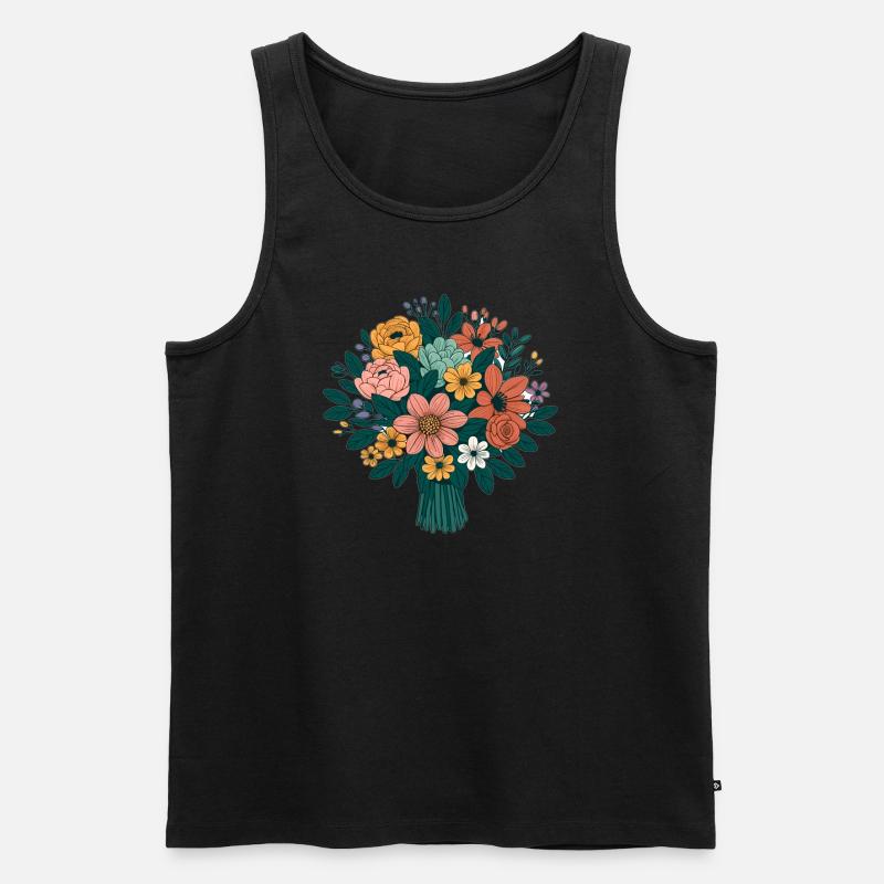 Lebhafter Blumenstrauß - Männer Premium Bio Tank Top - Schwarz