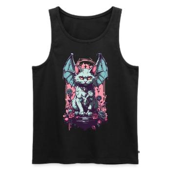 Goth Pastel Cat Demon Roses Cat Lover - Men's Premium Organic Tank Top - black - Front - AI Model Male 178 light (178cm)
