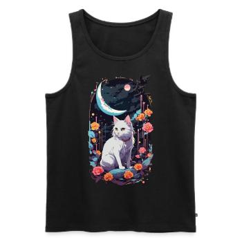 Mystische Nacht Katzen Pastel Gothic Design - Männer Premium Bio Tank Top - Schwarz - Vorne - AI Model Male 178 light (178cm)