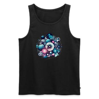 Cosmic Collage - Men's Premium Organic Tank Top - black - Front - AI Model Male 178 light (178cm)