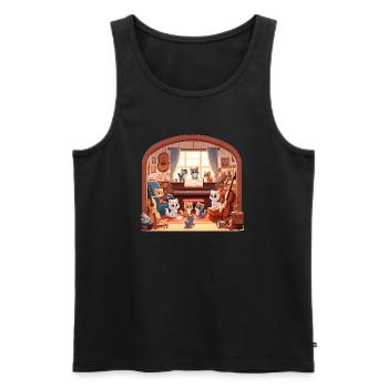 Kitten playing with instruments - Men's Premium Organic Tank Top - black - Front - AI Model Male 178 light (178cm)