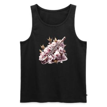 Zarte Flöte auf Kirschblütenbett - Männer Premium Bio Tank Top - Schwarz - Vorne - AI Model Male 178 light (178cm)
